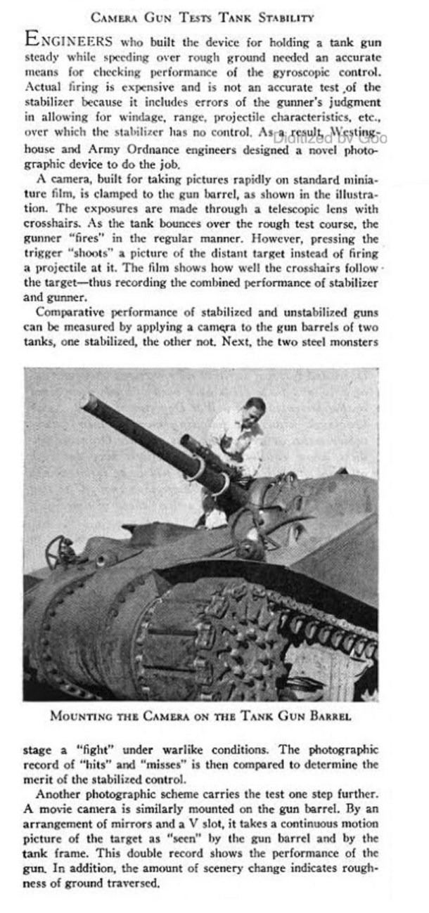 Camera gun tests tank stability